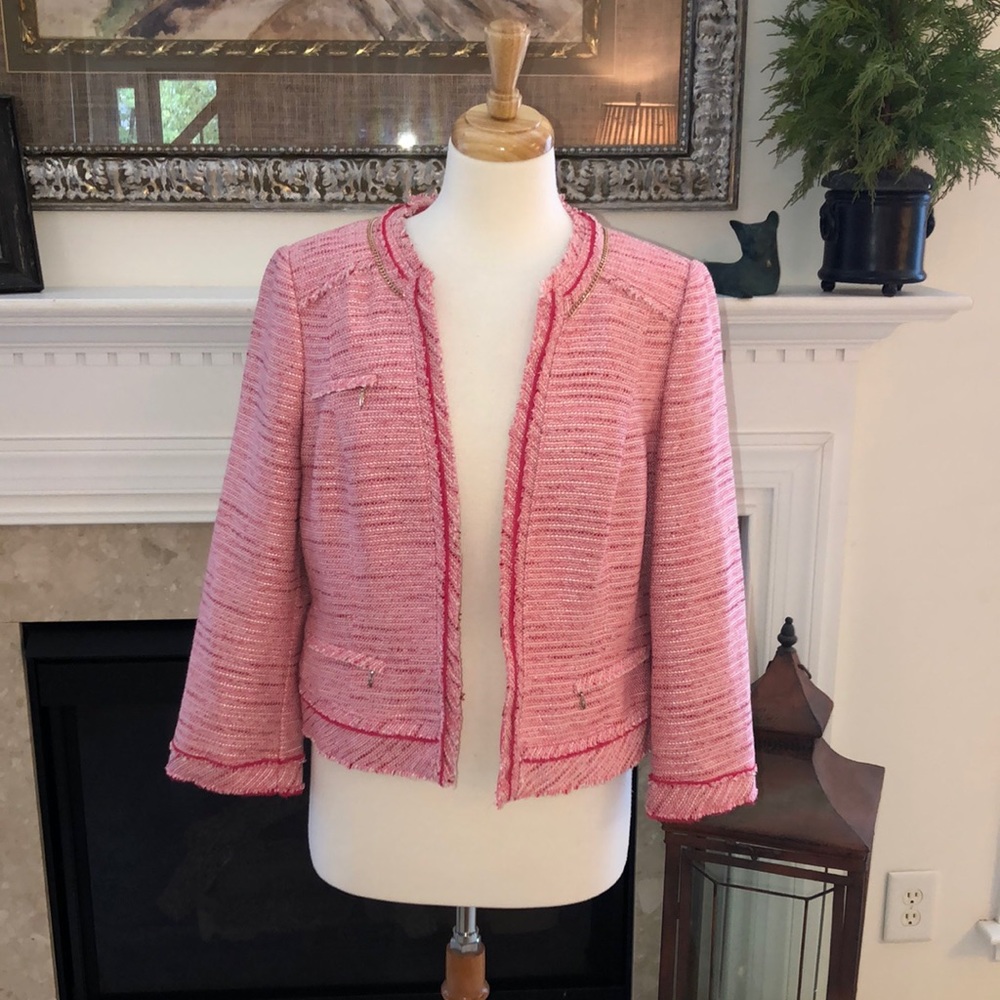 WHBM Cotton Tweed Pink Jacket